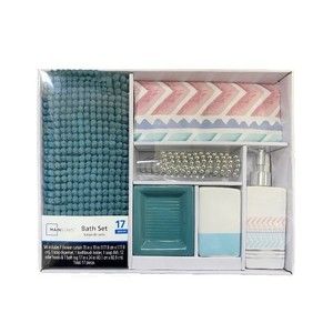 17-Piece Boho Border Polyester/Ceramic Bathroom Accessory Set, Multico